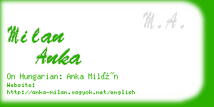 milan anka business card